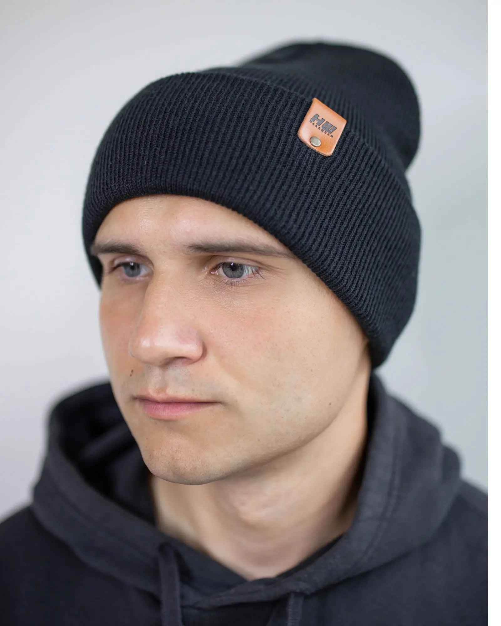 HAAKWEAR Traditional Charcoal Black Beanie | Classic Cuffed Knit Hat | Made in USA