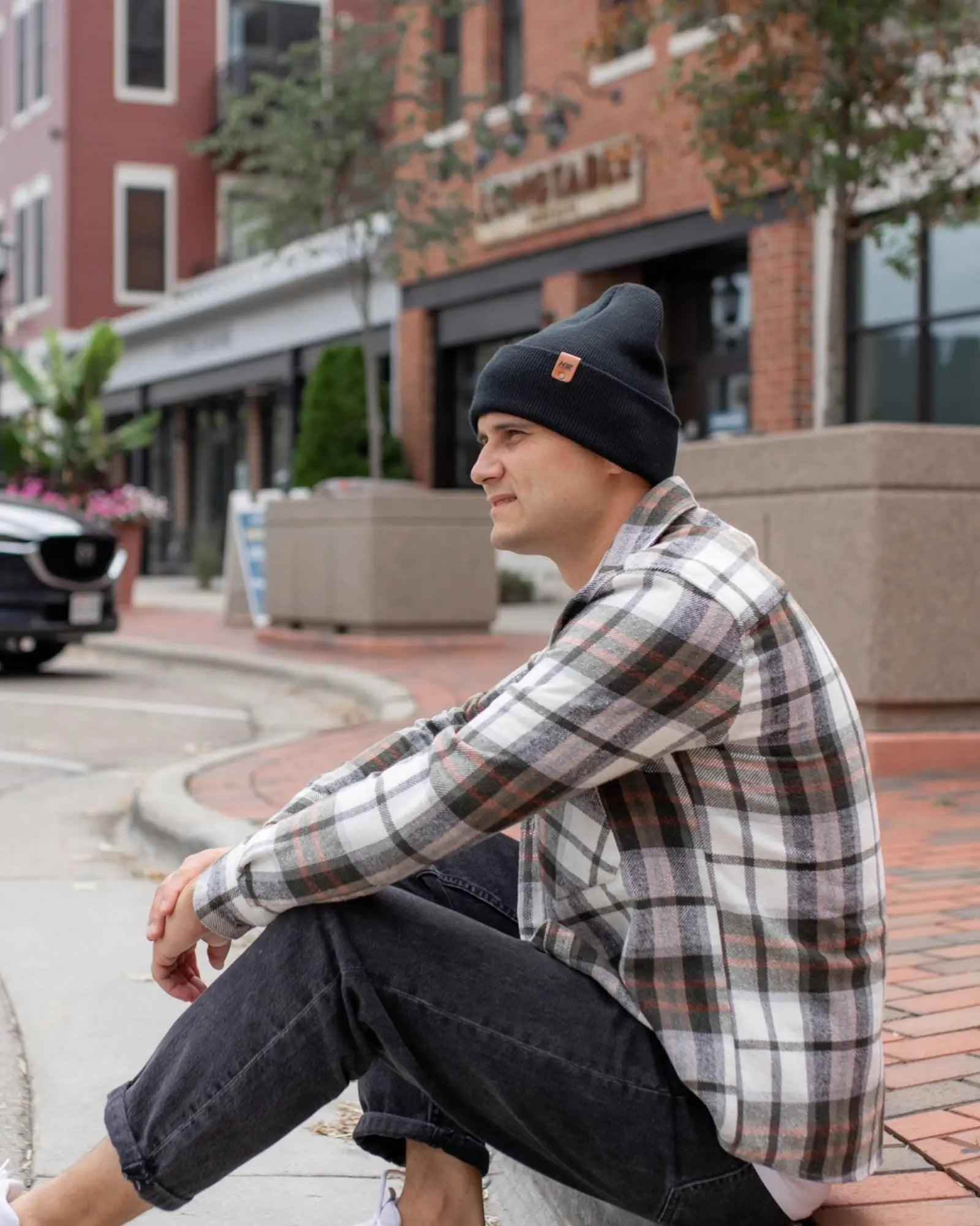 HAAKWEAR Traditional Charcoal Black Beanie | Classic Cuffed Knit Hat | Made in USA
