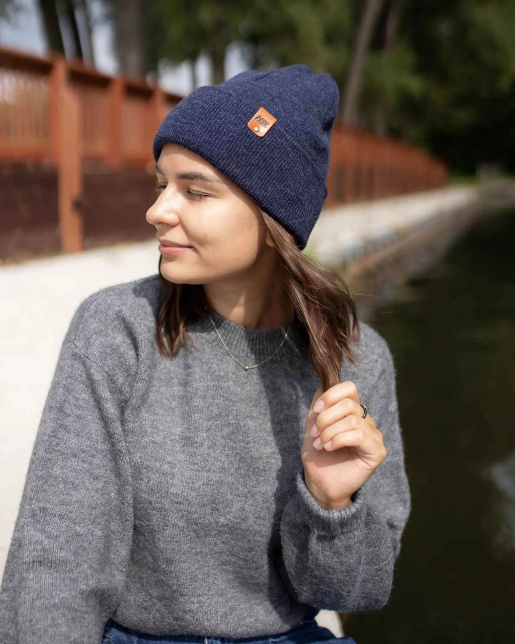 HAAKWEAR Traditional Denim Blue Beanie | Classic Cuffed Knit Hat | Made in USA