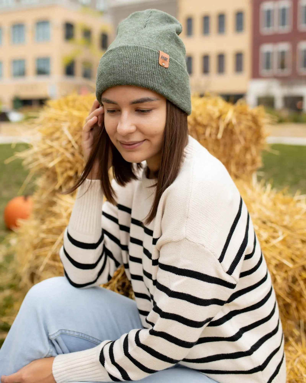 HAAKWEAR Traditional Forest Green Beanie | Classic Cuffed Knit Hat | Made in USA