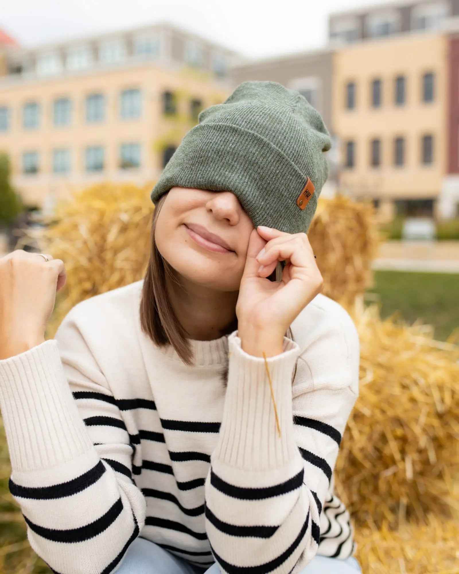 HAAKWEAR Traditional Forest Green Beanie | Classic Cuffed Knit Hat | Made in USA