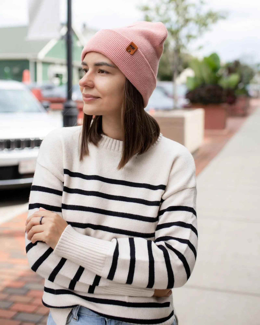 HAAKWEAR Traditional Pearl Pink Beanie | Classic Cuffed Knit Hat | Made in USA