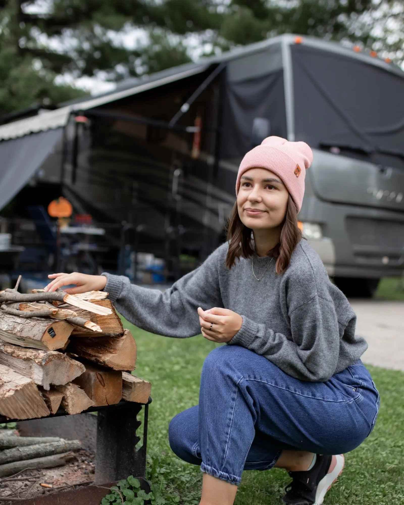 HAAKWEAR Traditional Pearl Pink Beanie | Classic Cuffed Knit Hat | Made in USA