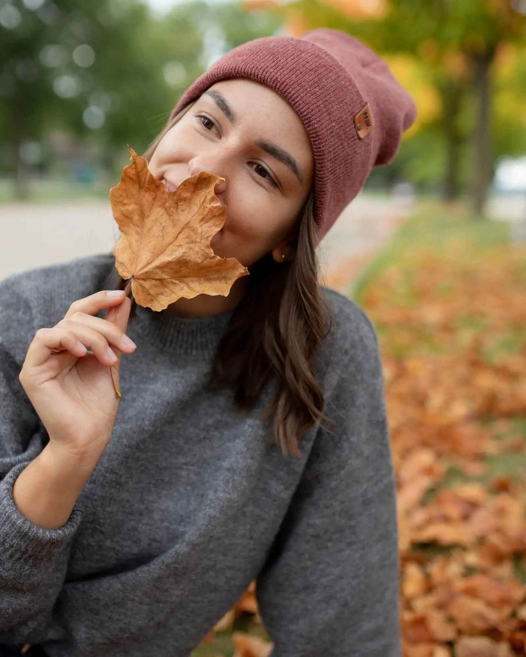 HAAKWEAR Traditional Rusty Burgundy Beanie | Classic Cuffed Knit Hat | Made in USA