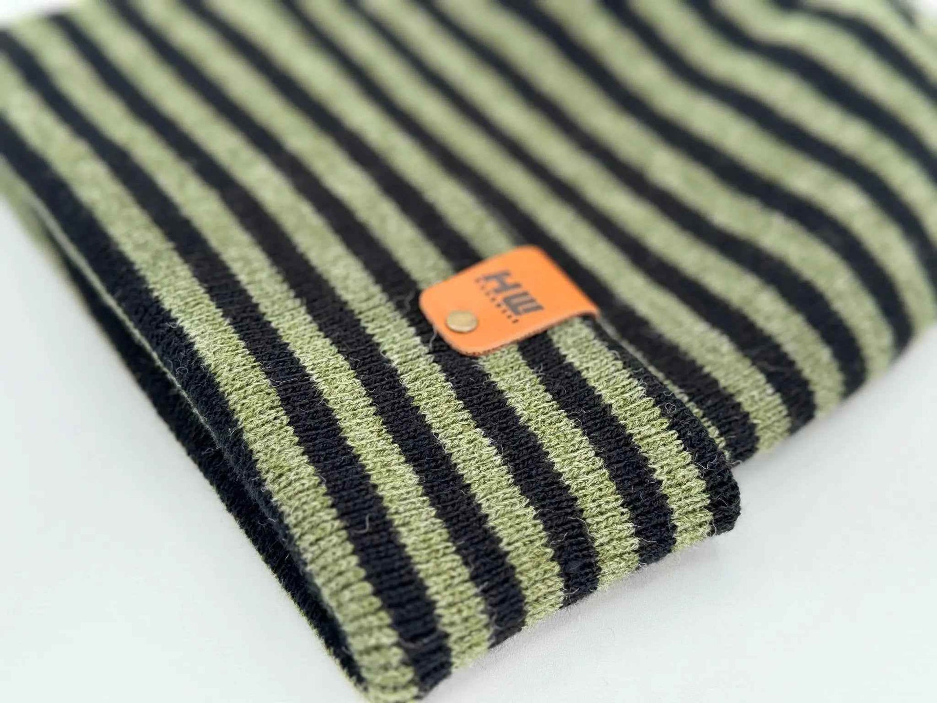 HAAKWEAR H Stitch RORO Cuffed Beanie (Patented Design) Black / Green, Made in USA