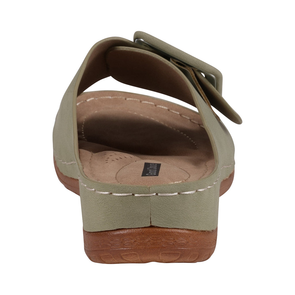Women's Green Buckled Flat Sandals with Secure Adjustable Fit