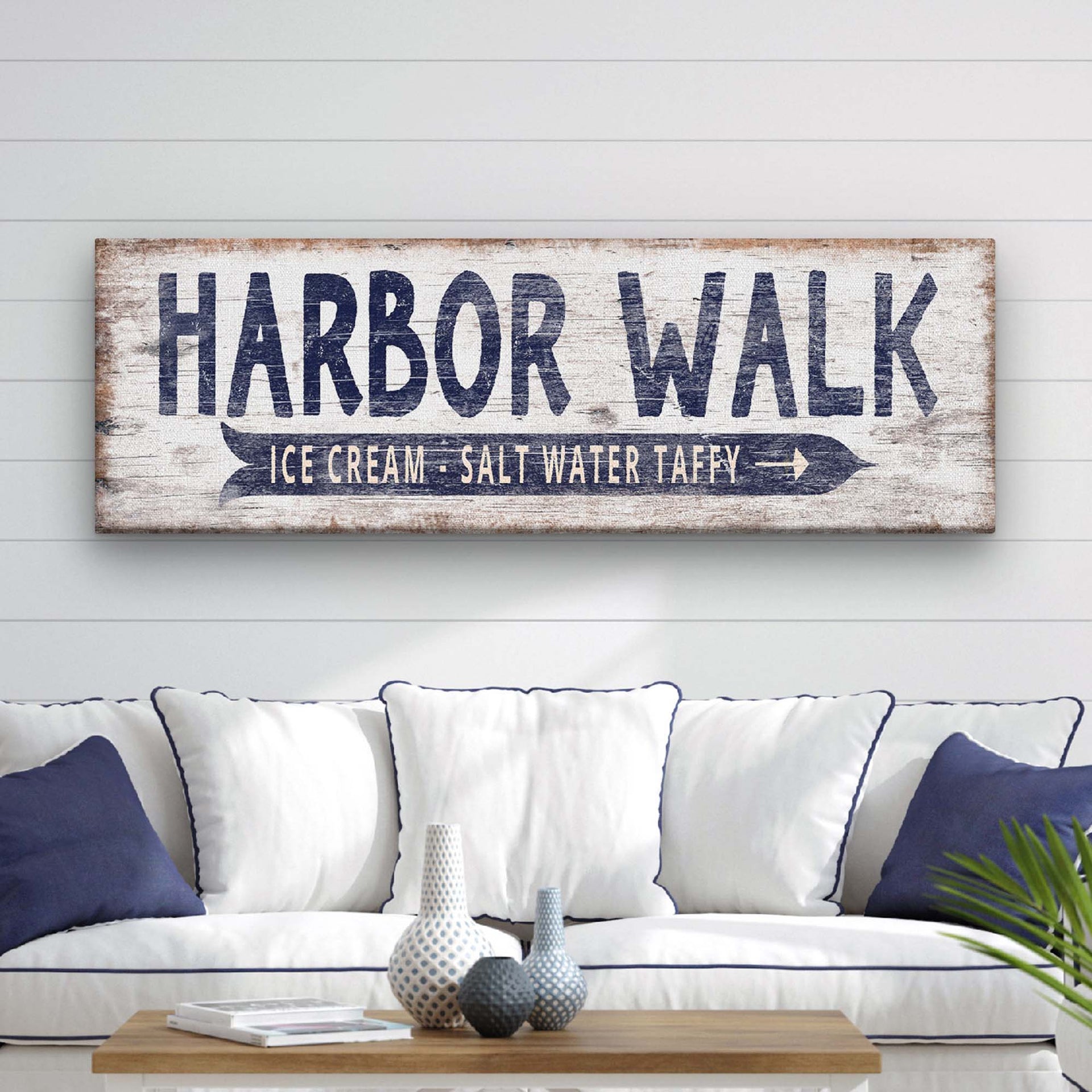 Personalized Nautical Beach Sign with Directional Arrow - Coastal Decor