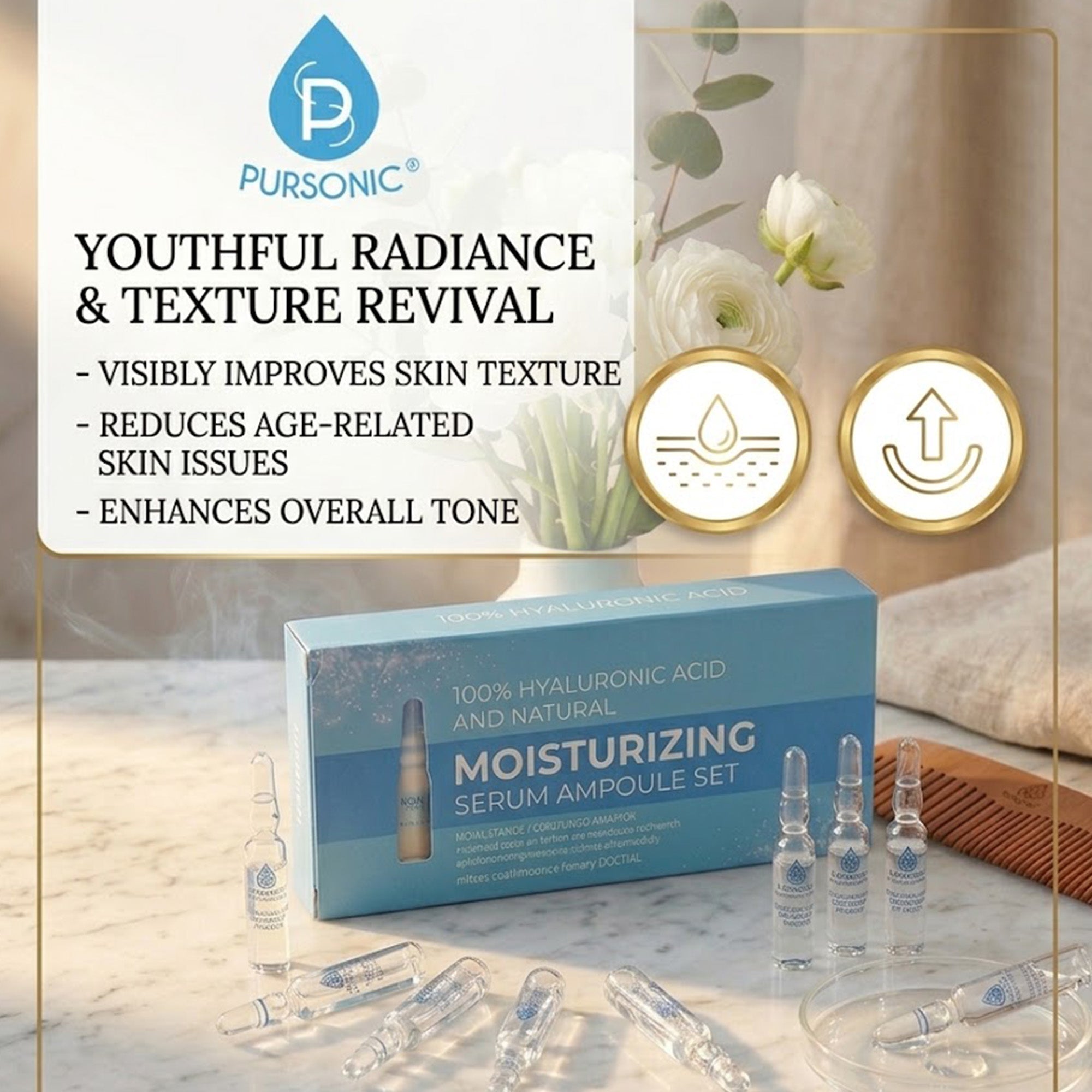 100% Hyaluronic Acid & Natural Moisturizing Serum Ampoule Set