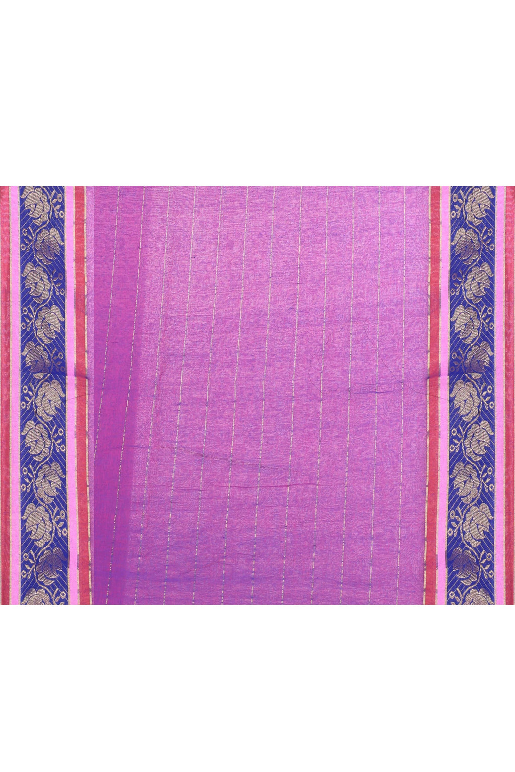 Purple Embellished Zari Border Cotton Jamdani Saree