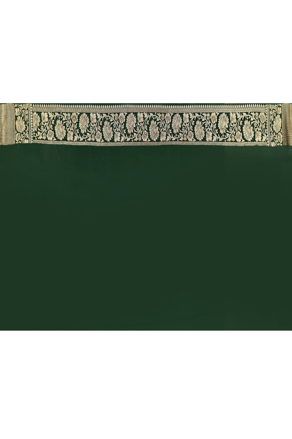 Emerald Green Crepe Chiffon Handloom Banarasi Saree