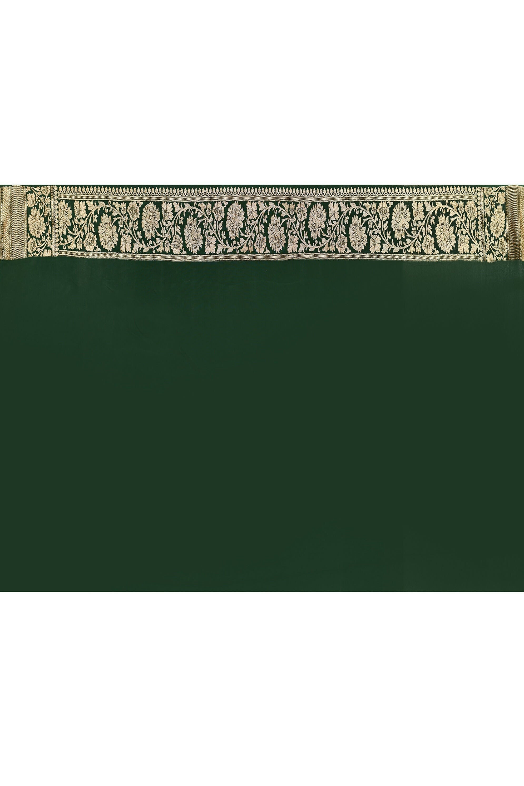 Emerald Green Crepe Chiffon Handloom Banarasi Saree