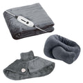 Ultimate Cozy Comfort & Relaxation Bundle – Heated Blanket, Neck & Shoulder Heating Pad, and Massaging Wrap