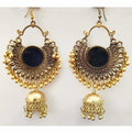 Gold-polished Afghani style long jhumka earrings with pearls