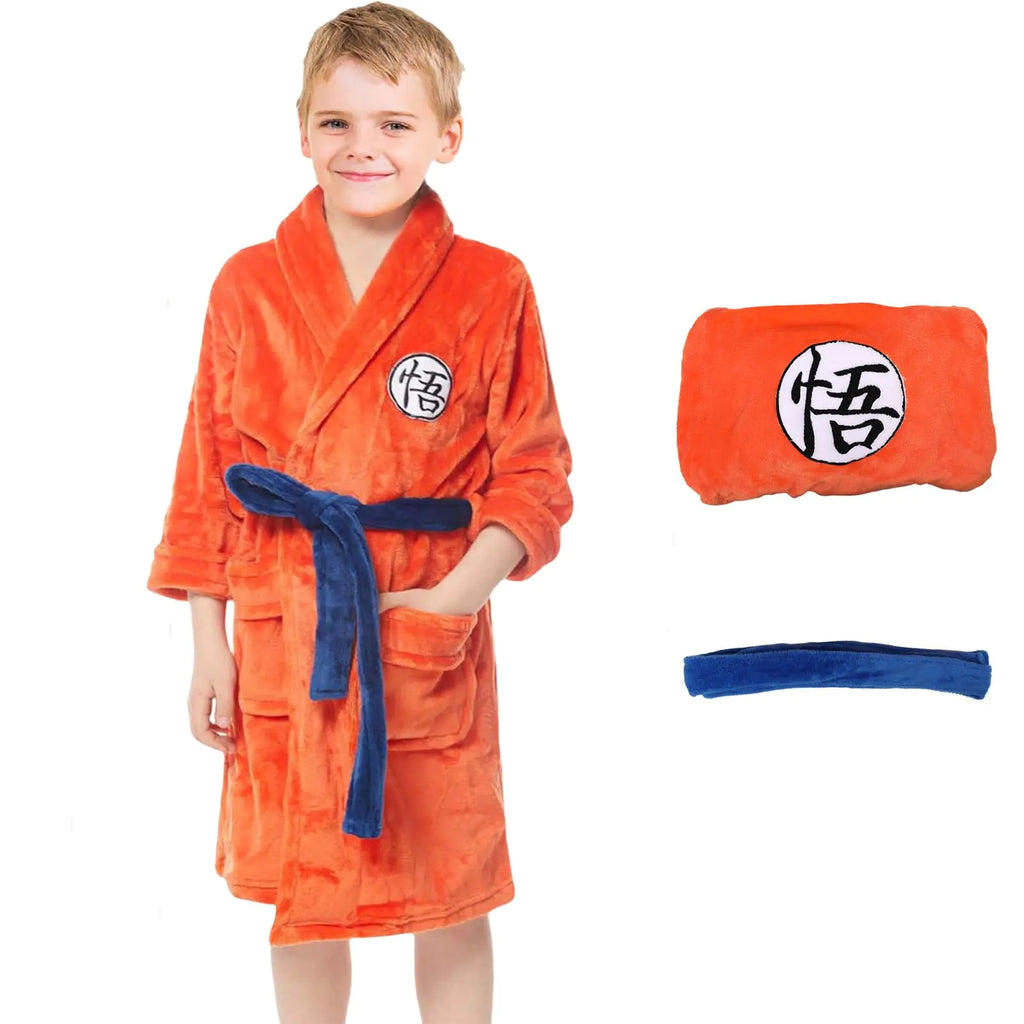 Kids Anime Robe Pajamas Dragon Z Bathrobe Pajamas Anime Onesie Boys Girls Monkey King Bath Robe Halloween Costume