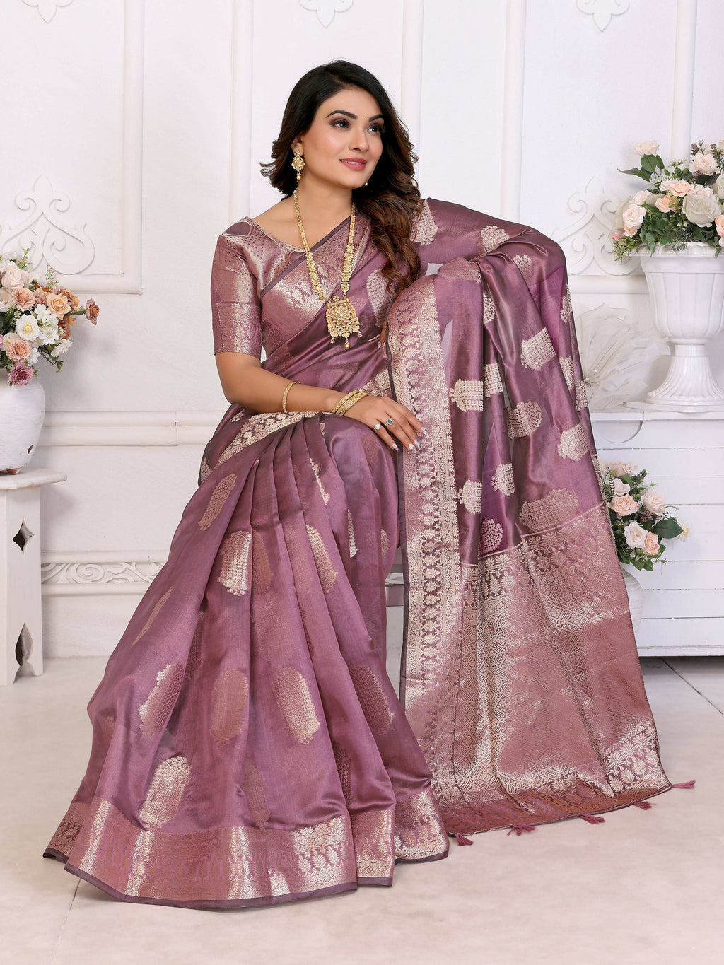 Purple Soft Organza Silk Weaving Saree with Regal Appeal