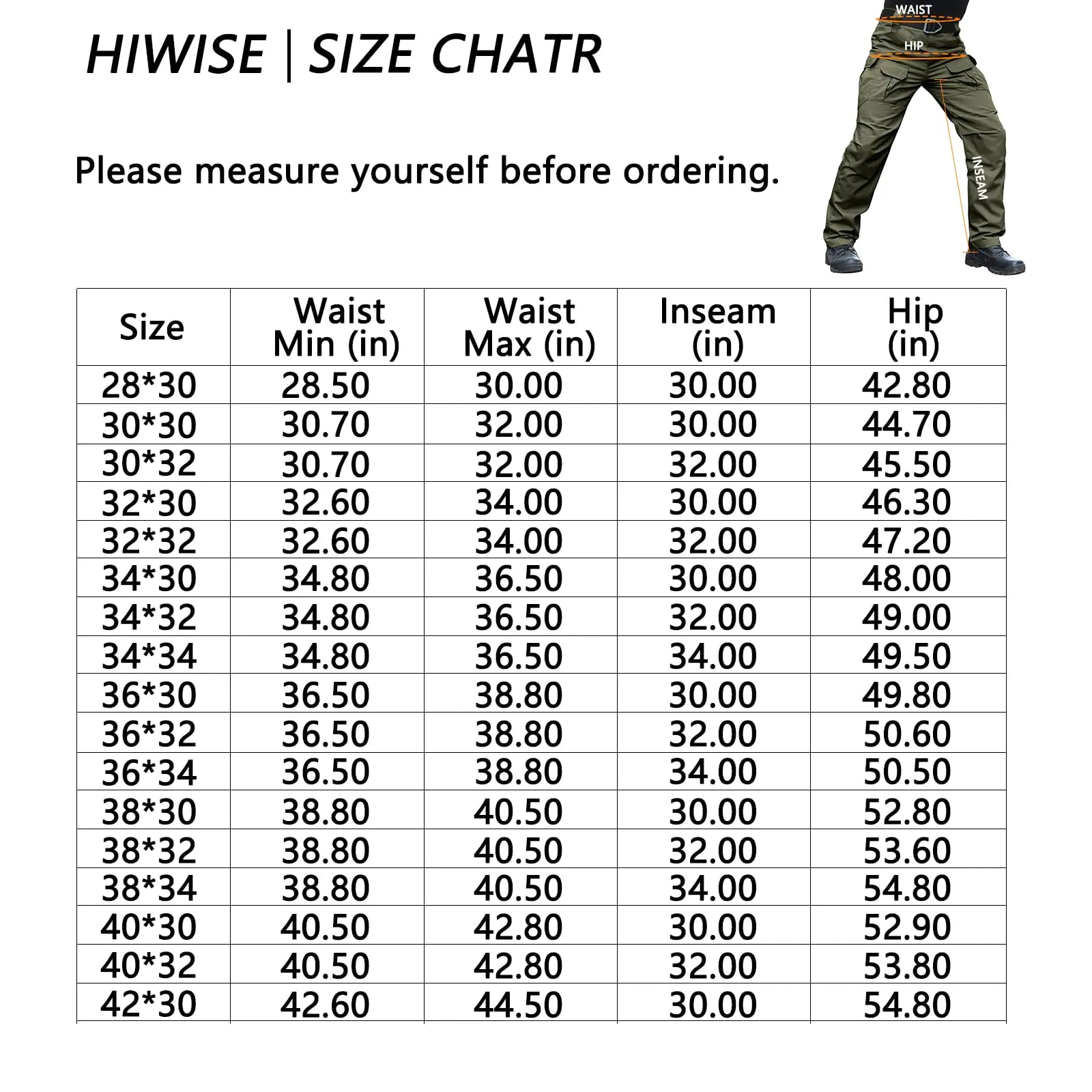 Men's Water Resistant Tactical Cargo Pants Lightweight Work Hiking - Image 3