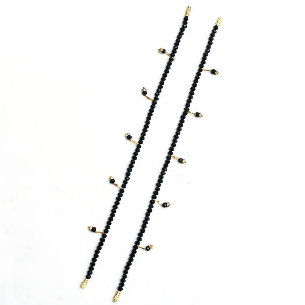 Close-up of black beads traditional anklets suitable for daily wear