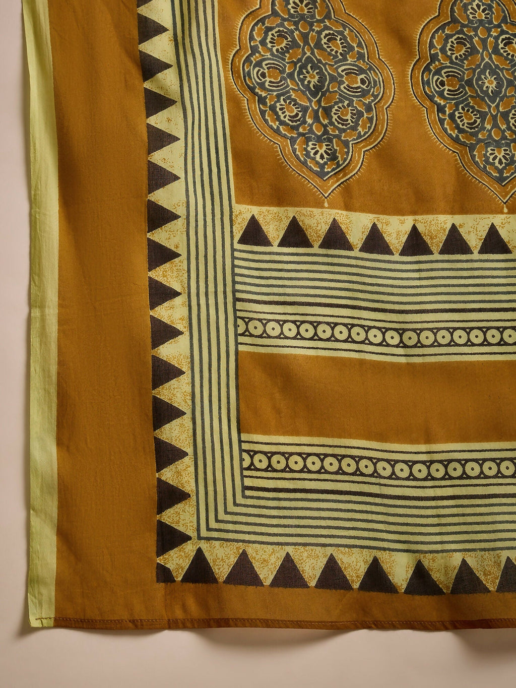 Mustard Printed Pure Cotton Kurta Set for Women