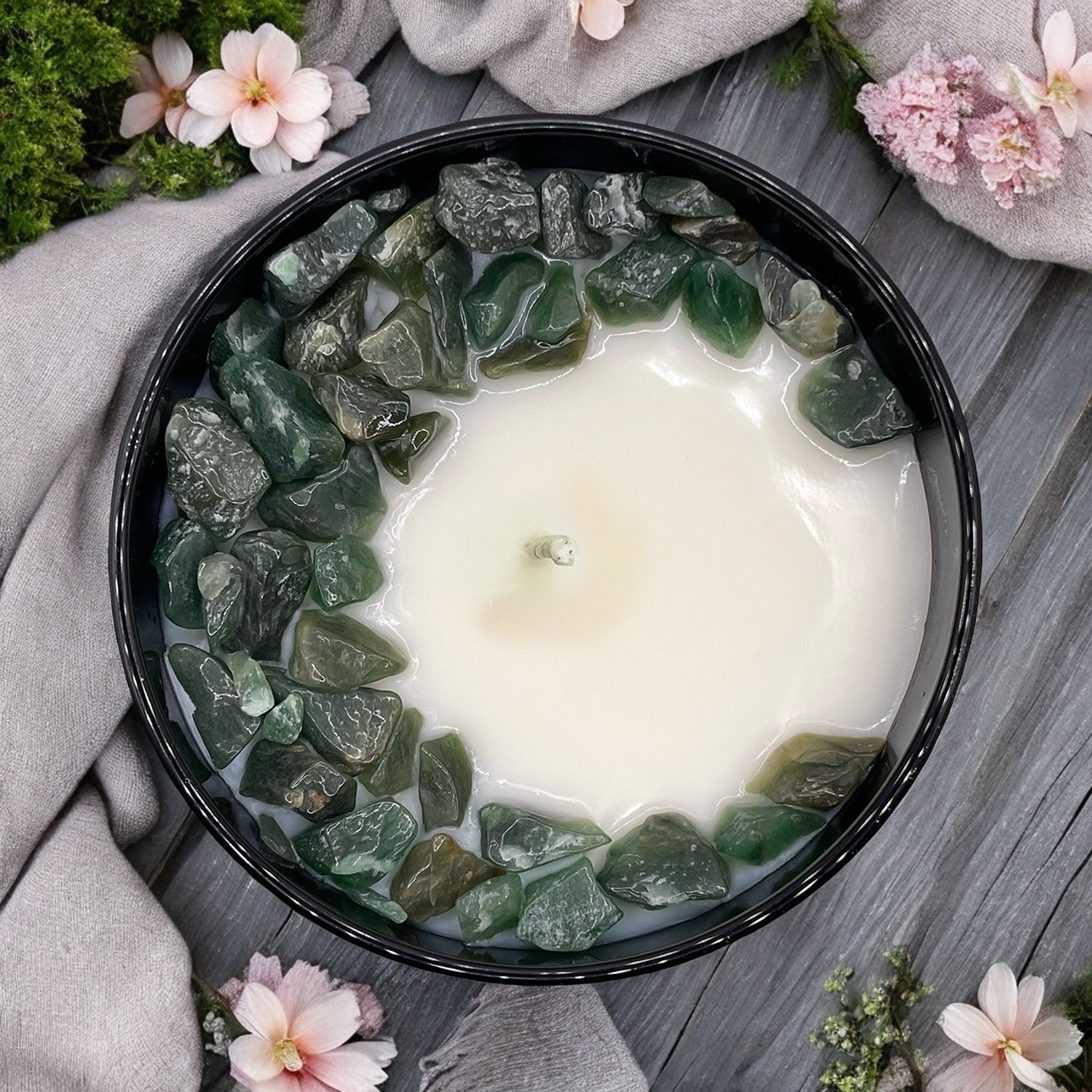 Heart Chakra Crystal Candle, 10oz