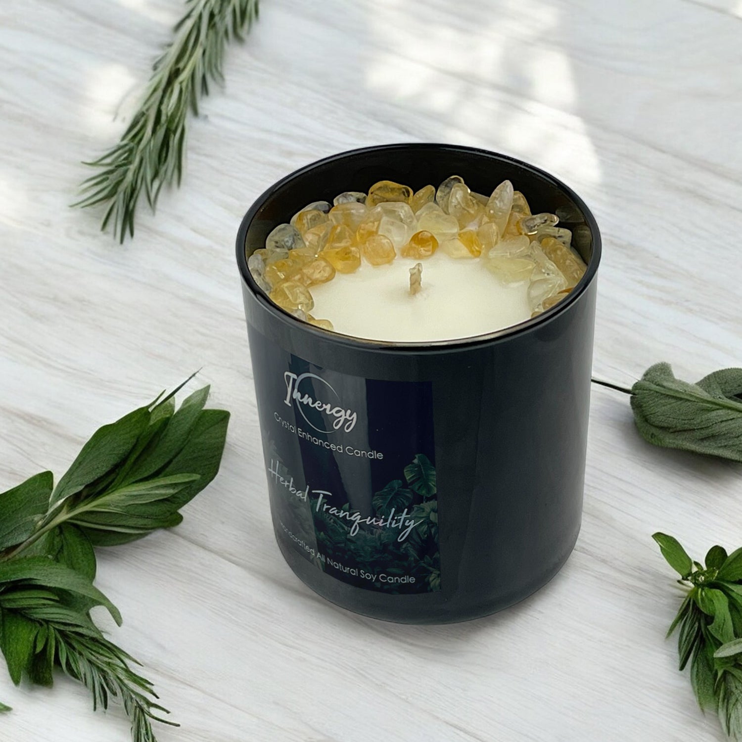 Herbal Tranquility Crystal Candle, 10oz