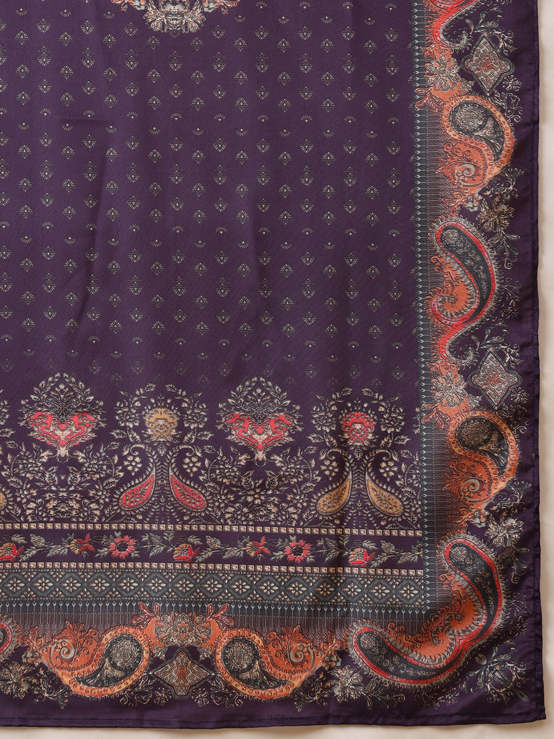 Purple Silk-Blend Embroidered Kurta Set with Palazzo and Dupatta
