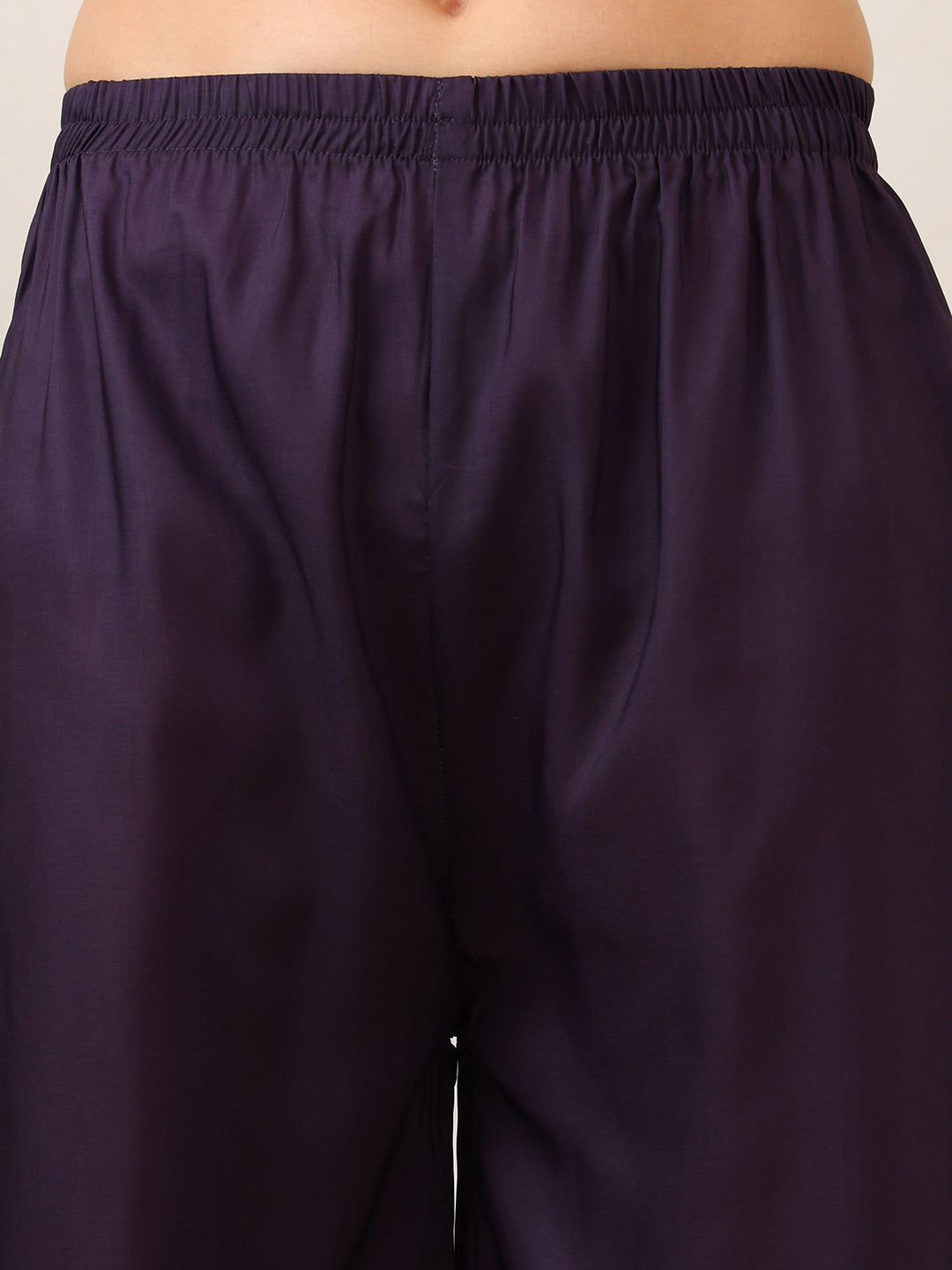 Purple Silk-Blend Embroidered Kurta Set with Palazzo and Dupatta