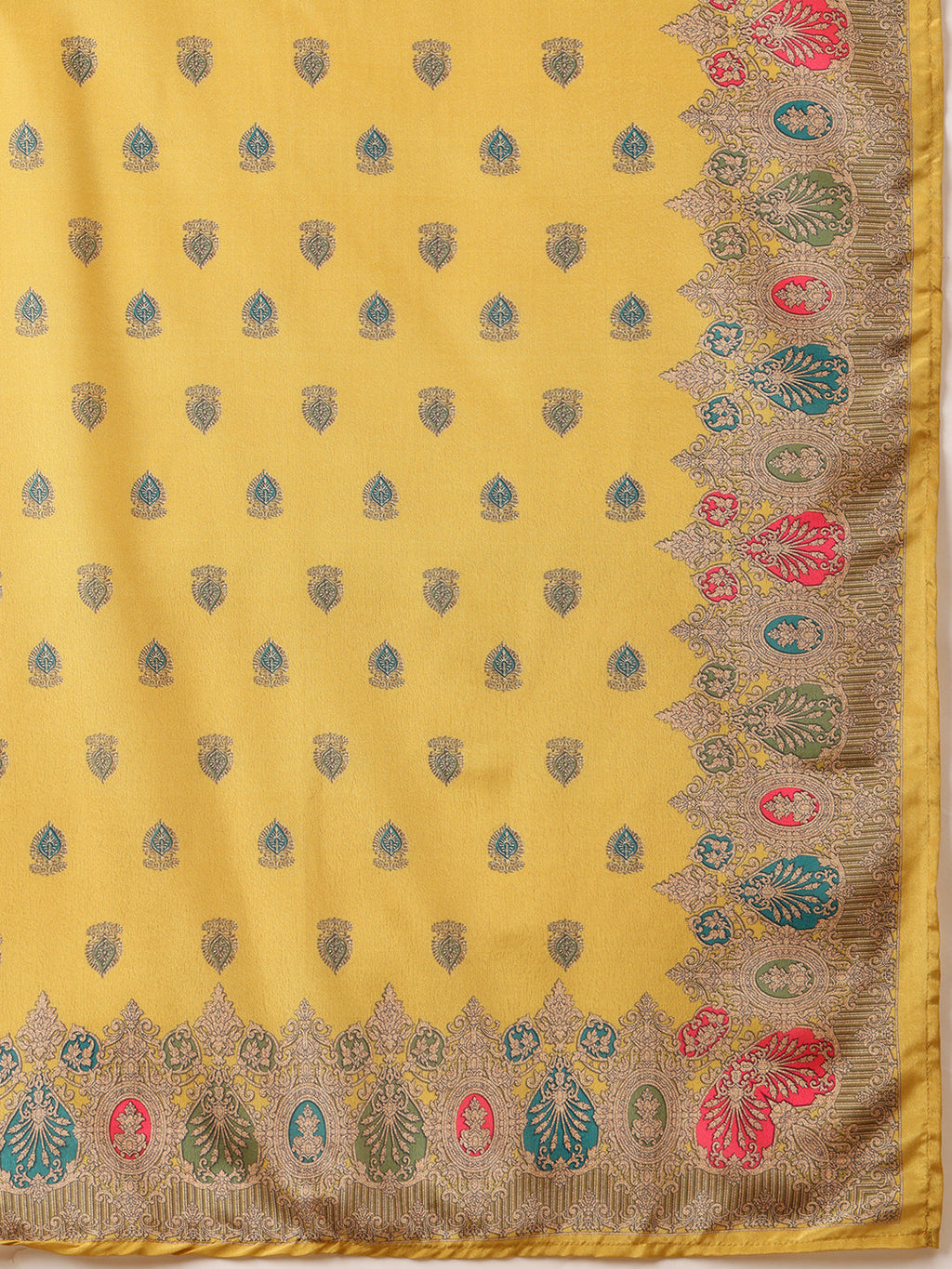 Mustard Asymmetric Embroidered Kurta Set with Palazzo