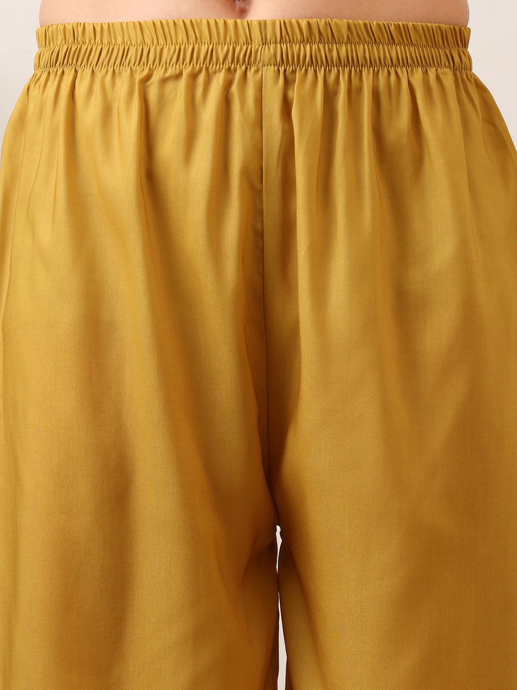Mustard Asymmetric Embroidered Kurta Set with Palazzo