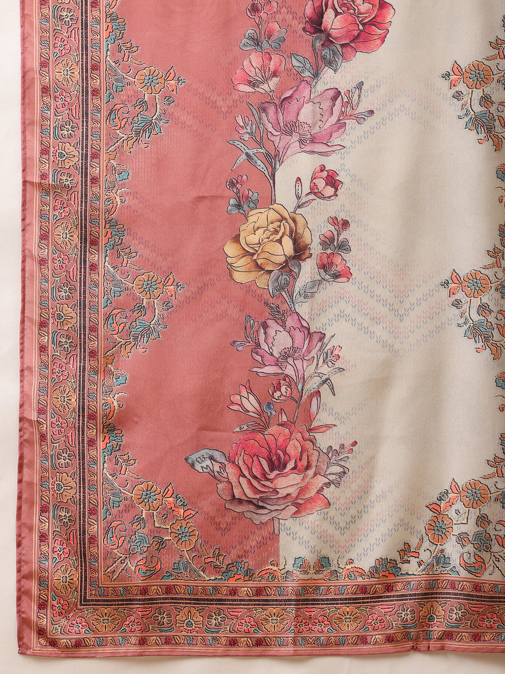 Pink Embroidered Asymmetric Silk-Blend Kurta with Palazzo