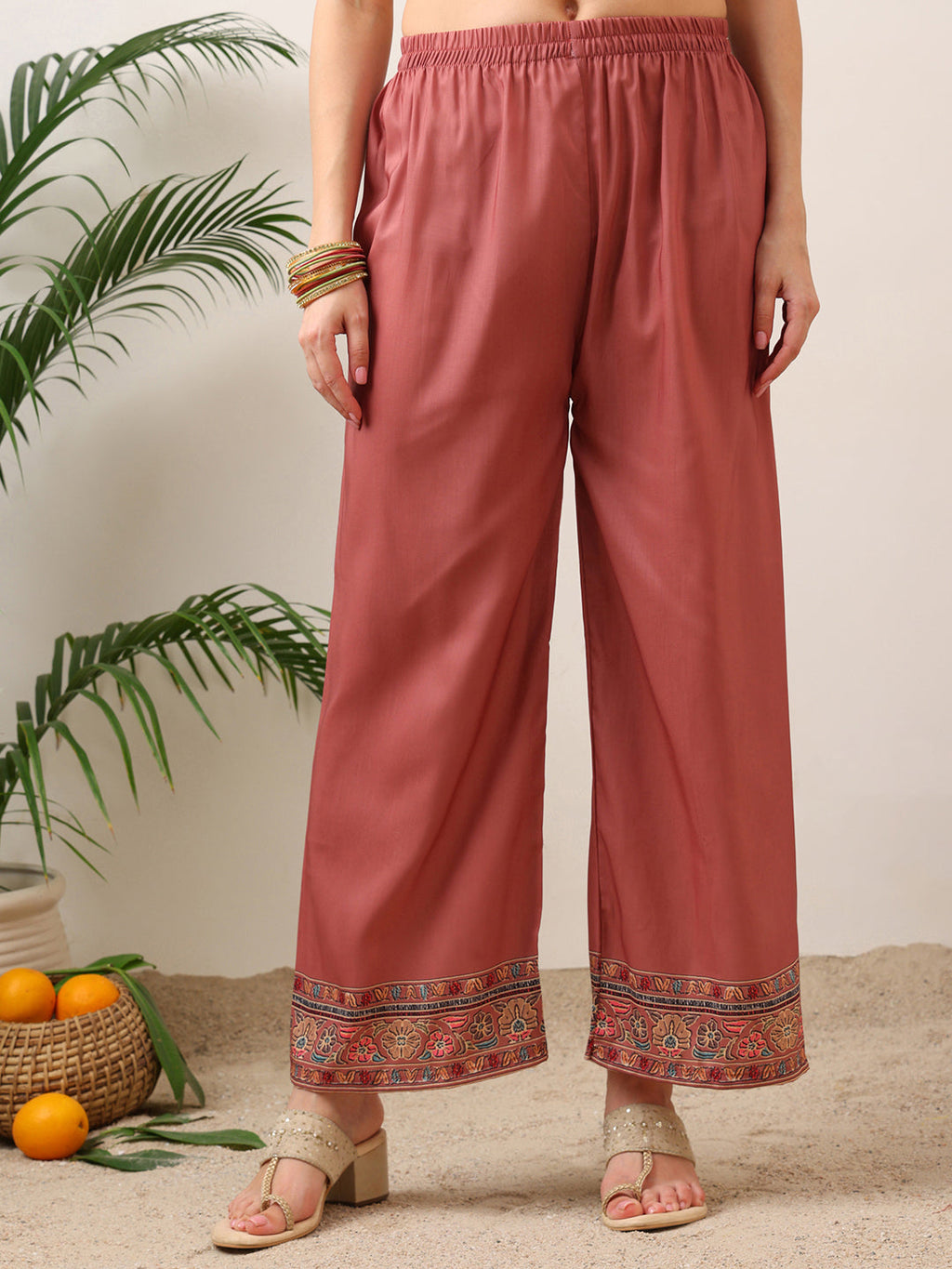 Pink Embroidered Asymmetric Silk-Blend Kurta with Palazzo