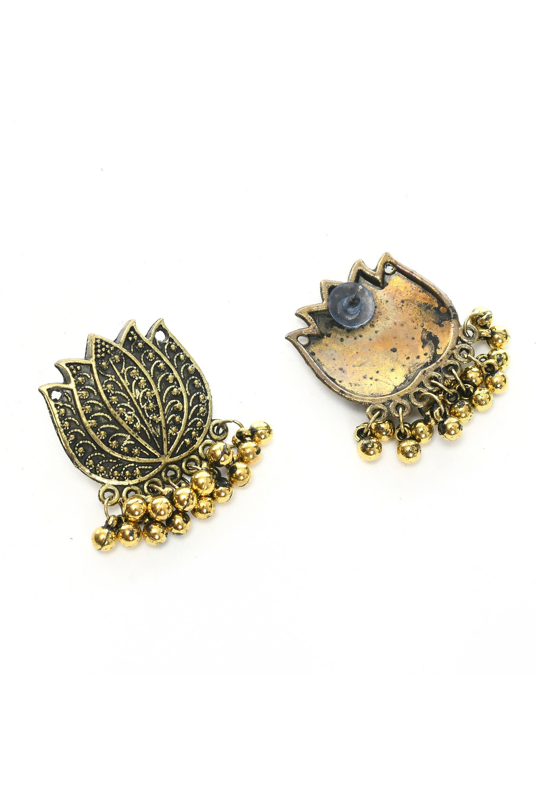 Gold-Polished Brass Lotus Design Choker Statement Necklace