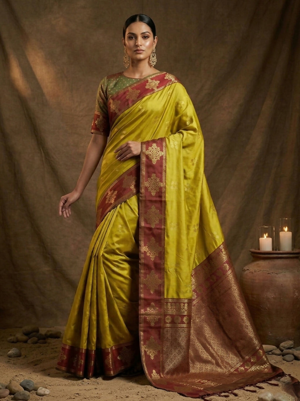 Mustard Soft Silk Saree with Matching Blouse Piece