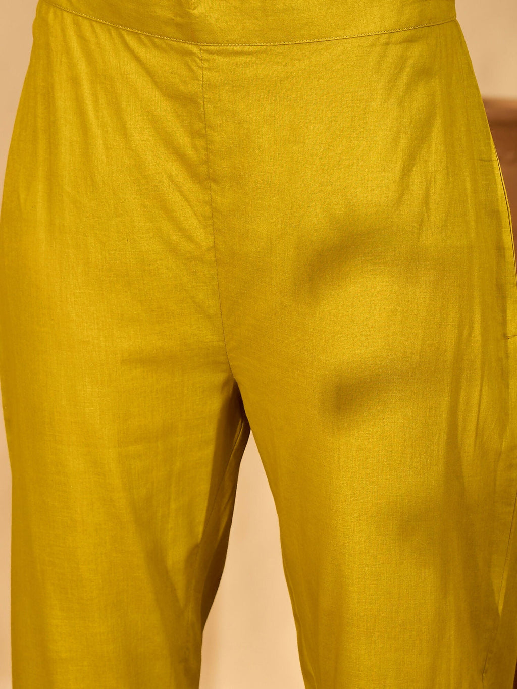 Mustard Embroidered Pure Cotton Cord Set