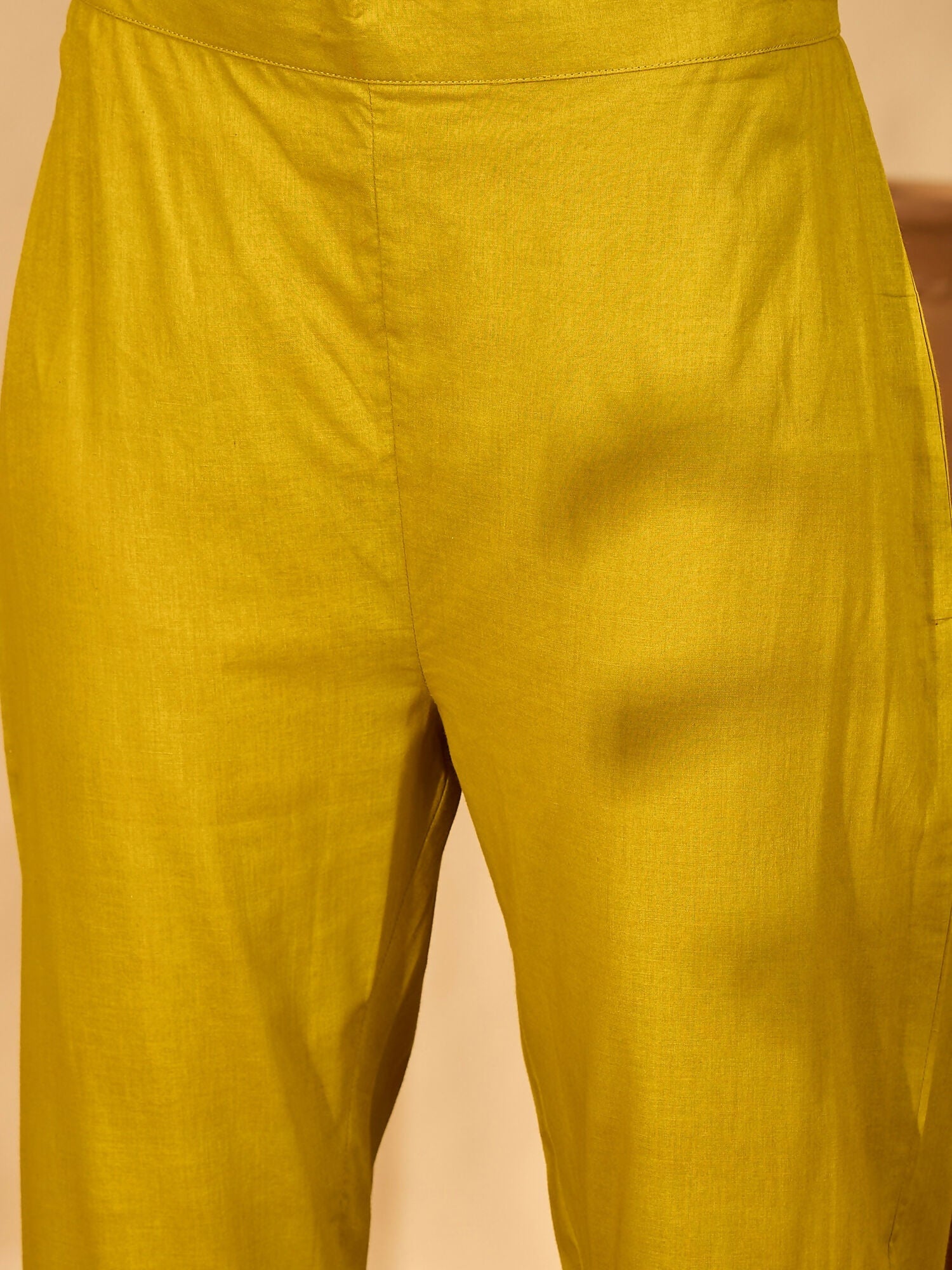 Mustard Embroidered Pure Cotton Cord Set