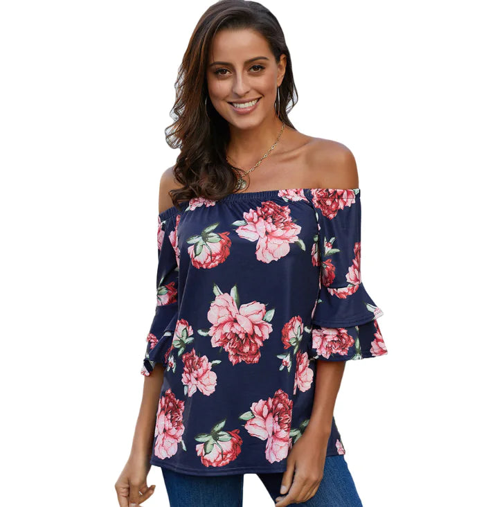 Women's Off-Shoulder Floral Blouse