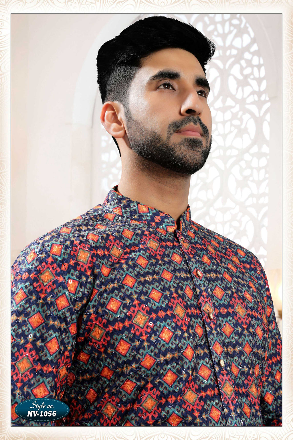 Men's Blue Rayon Straight Kurta Set with Thread and Sequence Work