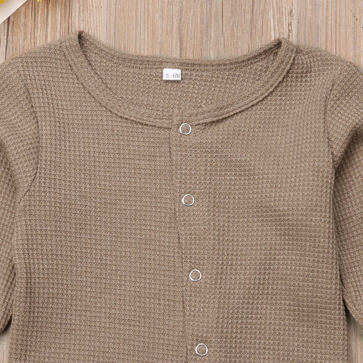 Retro Long Sleeve Baby Romper with Button Closure