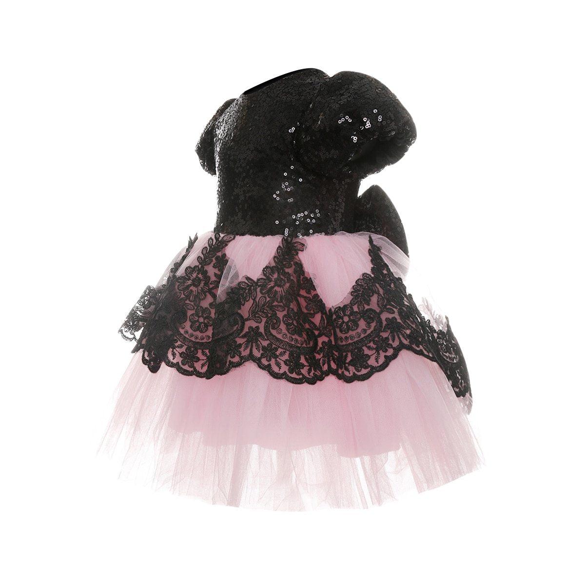 Girls Modern Luxury A-Line Formal Dress in Black and Pink