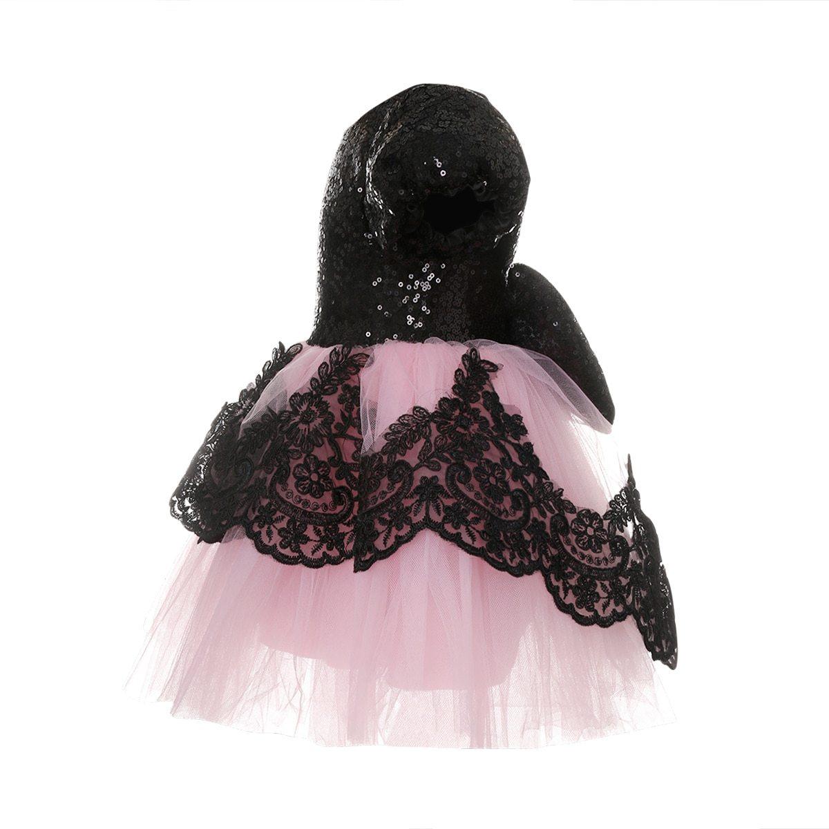Girls Modern Luxury A-Line Formal Dress in Black and Pink