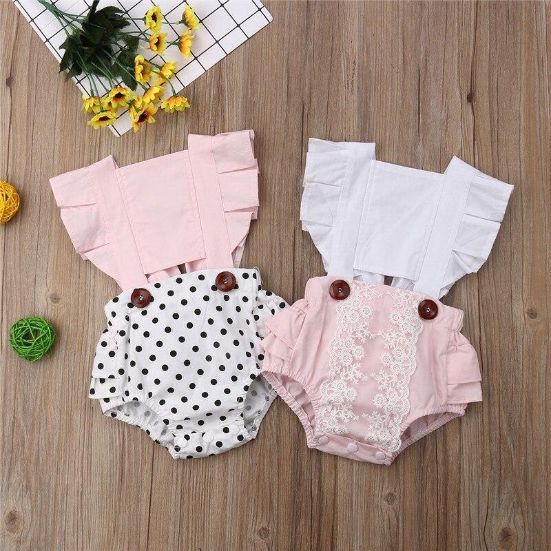 Baby Girl Summer Ruffled Backless Romper in Cotton