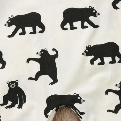 Unisex Newborn Cotton Bear Print Long Sleeve Romper Playsuit