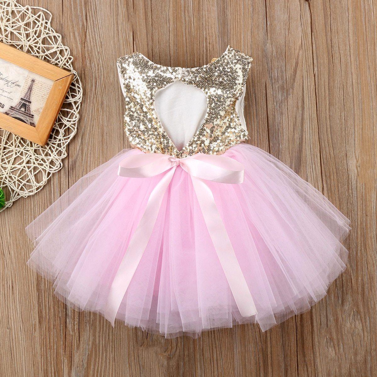 Elegant Sleeveless Sequin Party Dress for Baby Girls
