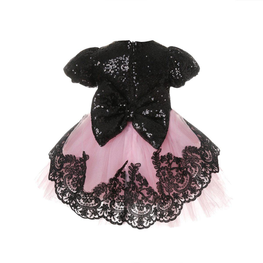 Girls Modern Luxury A-Line Formal Dress in Black and Pink