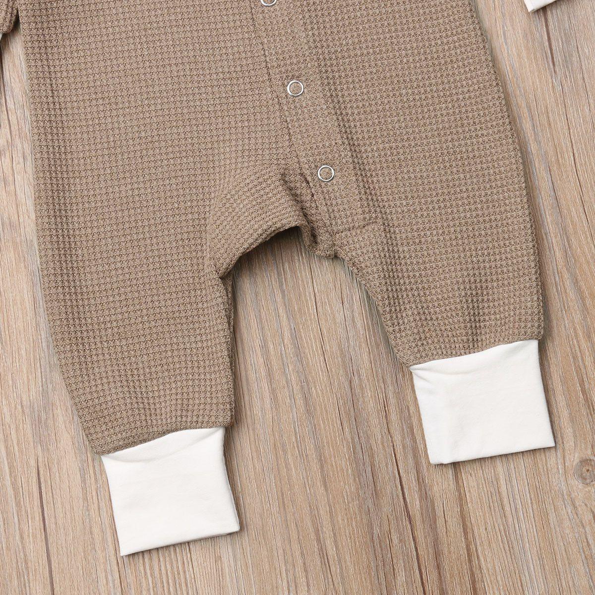 Retro Long Sleeve Baby Romper with Button Closure