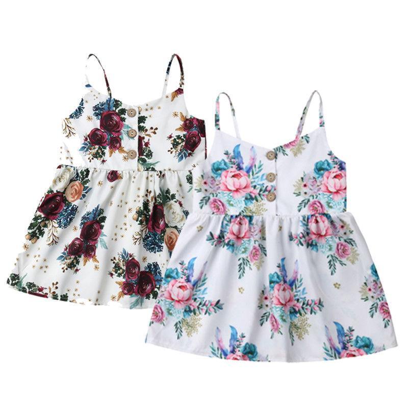 Toddler Girls Floral Bohemian Sleeveless V-Neck Party Dress
