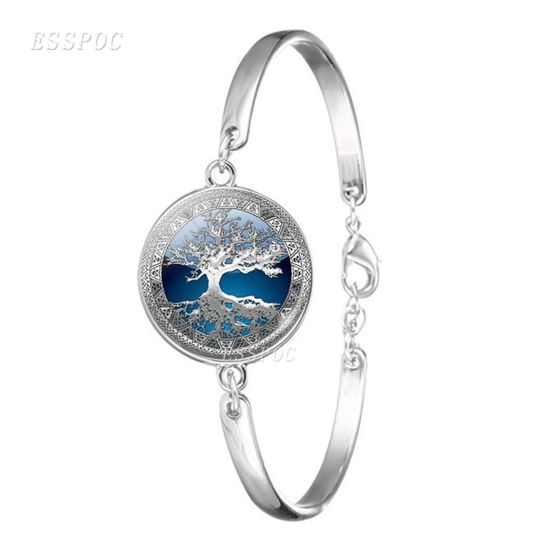 Tree of Life Glass Art Expandable Wire Bangle for Women