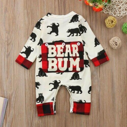 Unisex Newborn Cotton Bear Print Long Sleeve Romper Playsuit