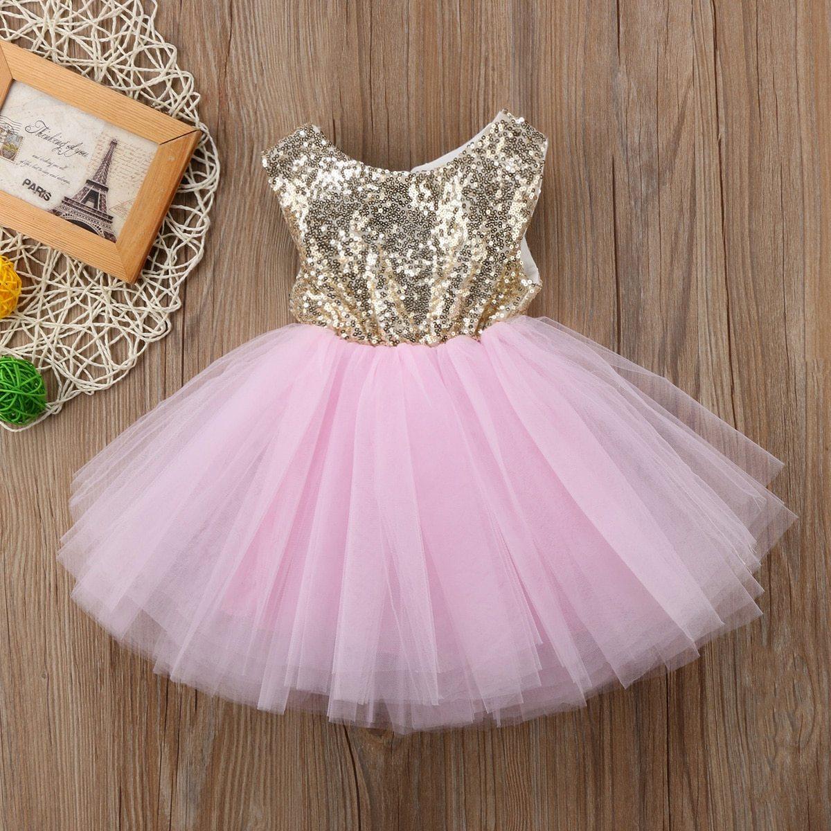 Elegant Sleeveless Sequin Party Dress for Baby Girls