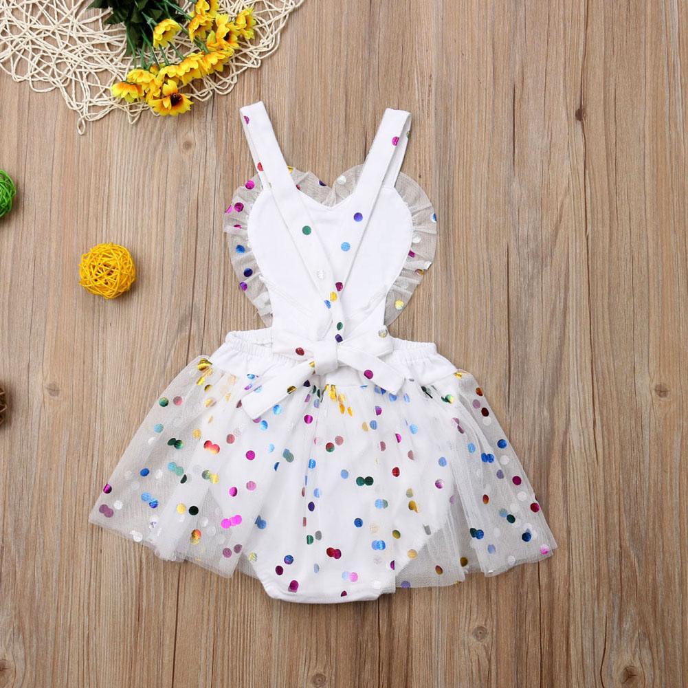 Newborn Girls Sequin Polka Dot Tulle Romper Dress