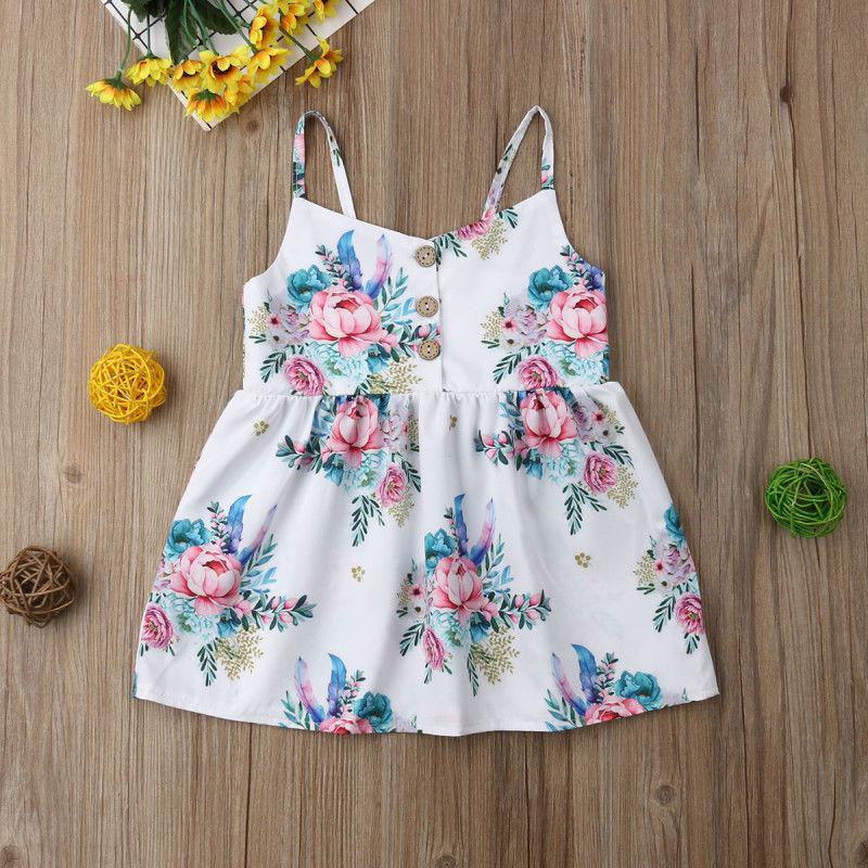 Toddler Girls Floral Bohemian Sleeveless V-Neck Party Dress